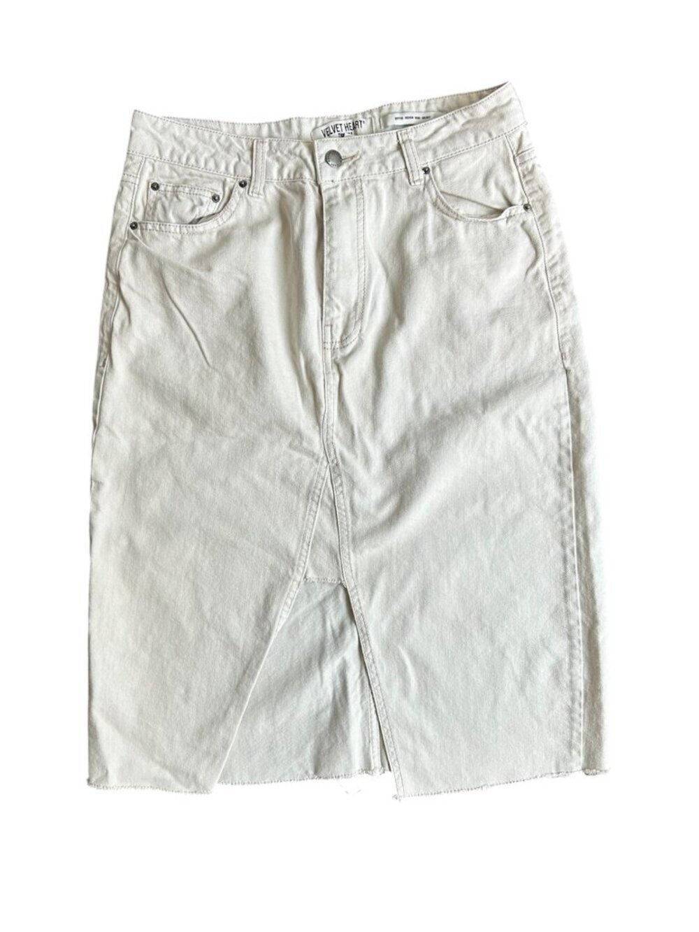 Velvet Heart Women's Effie Cream Denim Midi Skirt Stretch US M